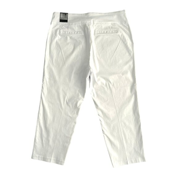 SOHO APPAREL LTD Pull On Stretch White Women's Ankle Pants White Plus Size 2X - Picture 2 of 7